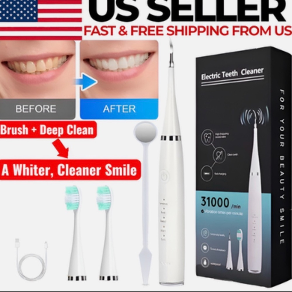 Electric Teeth Cleaner Oral Care Kit - White